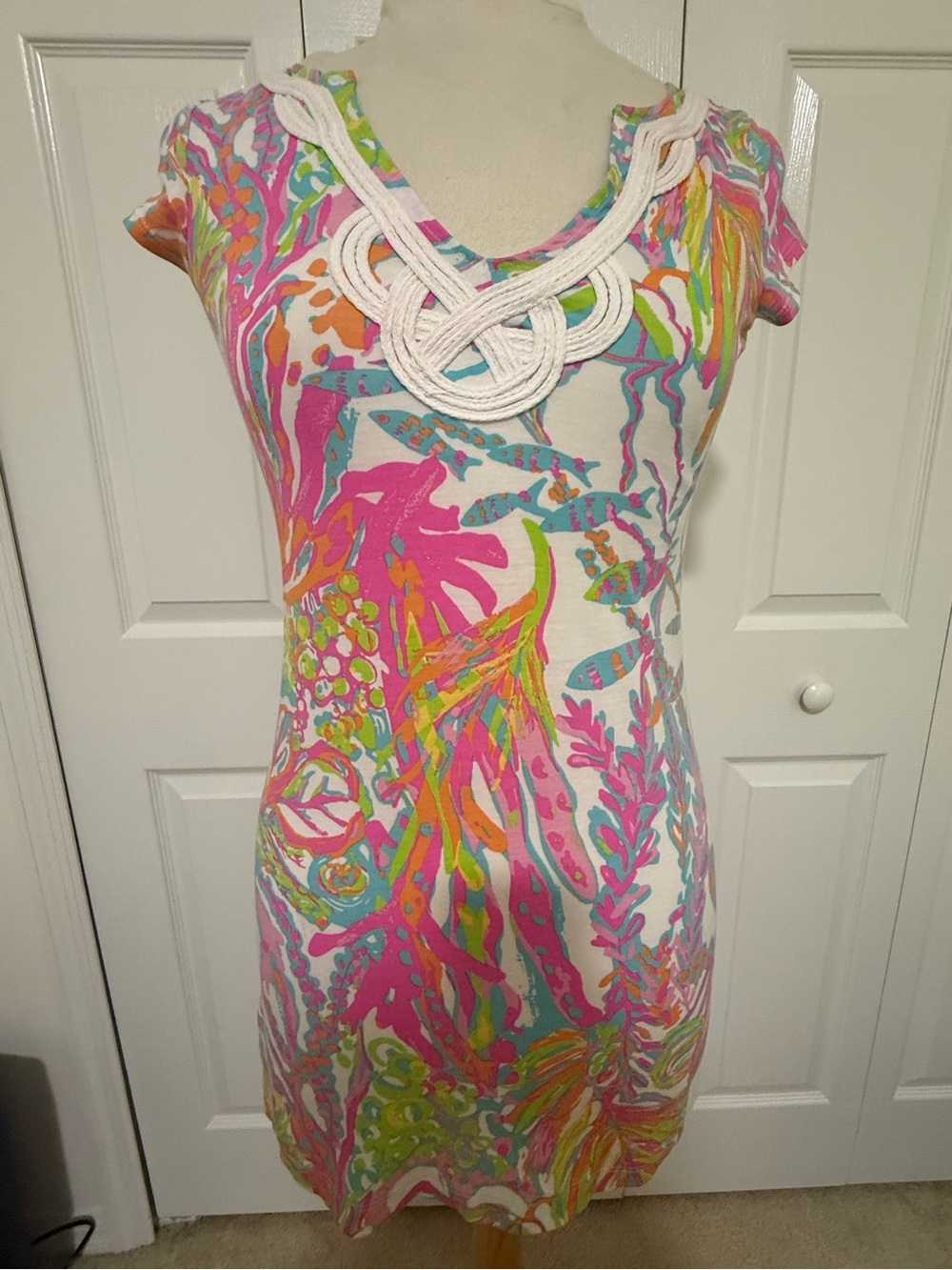 Lilly Pulitzer Multicolor Sea-Inspired Scoop Neck Tunic with Rope Detail